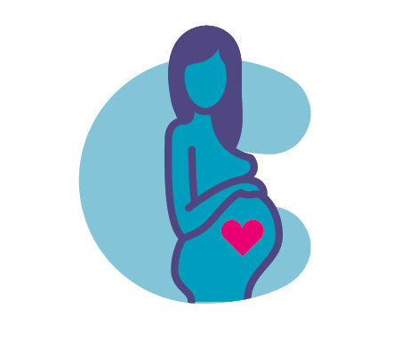 CUB shape with pregnant woman and heart illustration