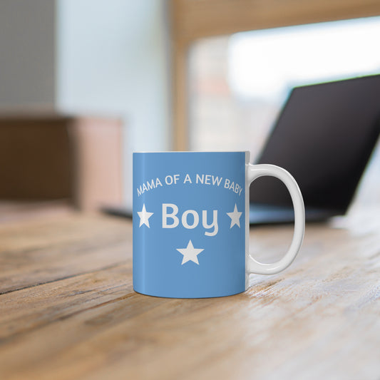 Mug 11oz Blue 'Mama of a New Baby Boy' Gift