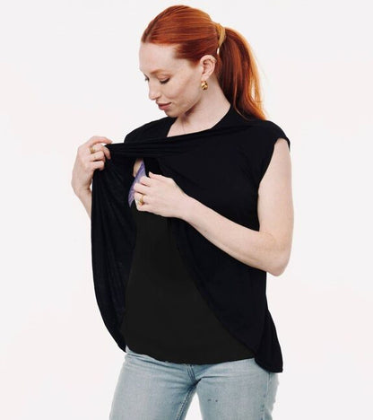 Nursing T-Shirt (Black / Black Vest)